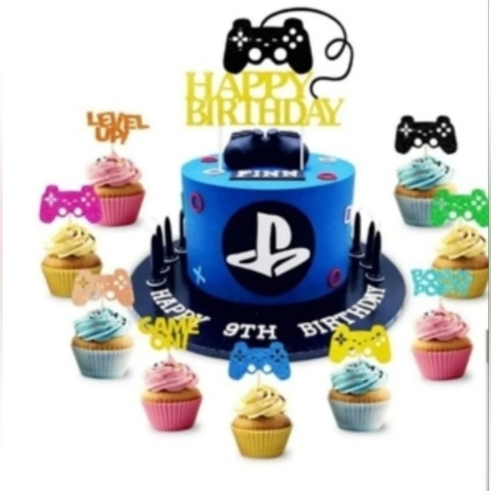 HAPPY BIRTHDAY 37pcs Gaming Cake & Cupcake Toppers